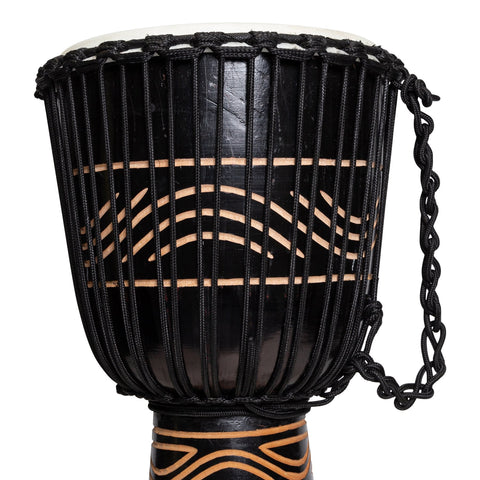 Drumfire 'Tribal Series' 12" Natural Hide Traditional Rope Djembe (Black)-DFP-TRB12-BLK