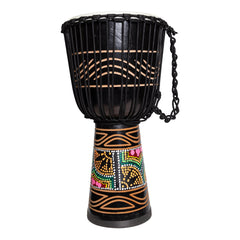 Drumfire 'Tribal Series' 12" Natural Hide Traditional Rope Djembe (Black)-DFP-TRB12-BLK
