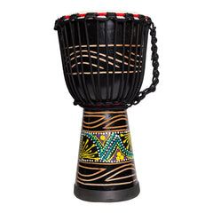 Drumfire 'Tribal Series' 8" Natural Hide Traditional Rope Djembe (Black)-DFP-TRB8-BLK
