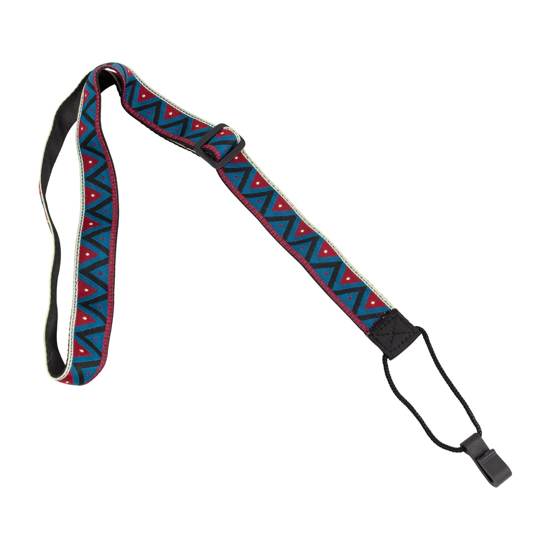 Fretz Patterned Hook Style Ukulele Strap (Blue/Red)-FUST-JC62HK-BLU/RED