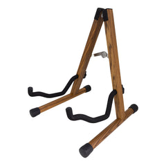 Fretz 'Woodie 5' Wooden Folding A-Frame Acoustic and Electric Guitar Stand (Zebrawood)-GS-FW5-ZEB
