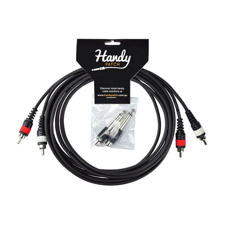 Handy Patch Male Stereo RCA to Male Stereo RCA Cable with Dual Male 1/4