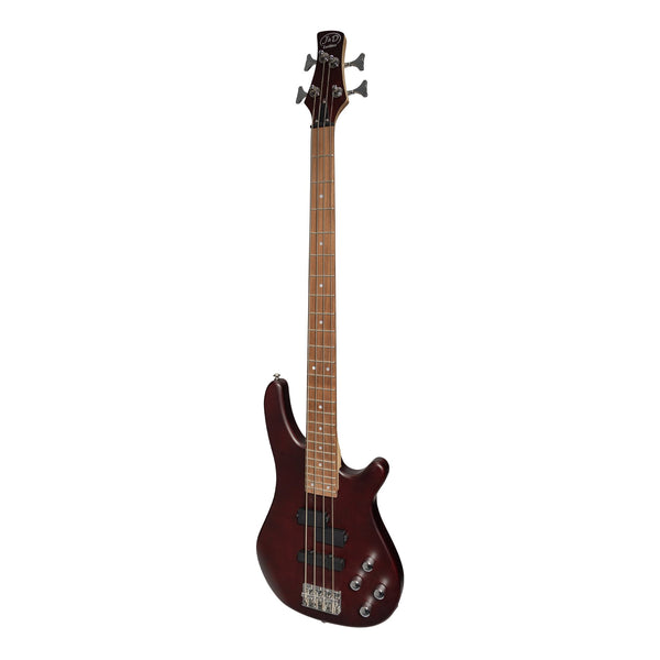 J&D Luthiers 4-String T-Style Contemporary Active Electric Bass Guitar (Satin Brown Stain)-JD-150A-STBN