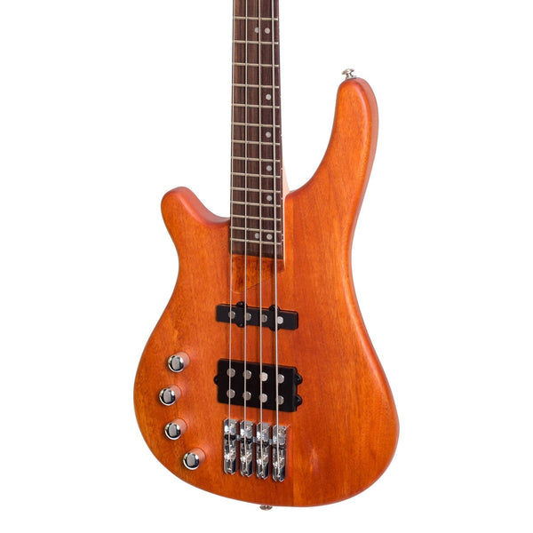 J&D Luthiers 4-String T-Style Contemporary Active Left Handed Electric Bass Guitar (Natural Satin)