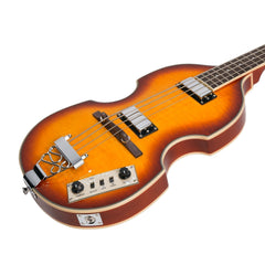 J&D Luthiers 4-String Violin-Style Electric Bass Guitar (Honey Burst)