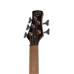 J&D Luthiers 5-String T-Style Contemporary Active Electric Bass Guitar (Satin Brown Stain)
