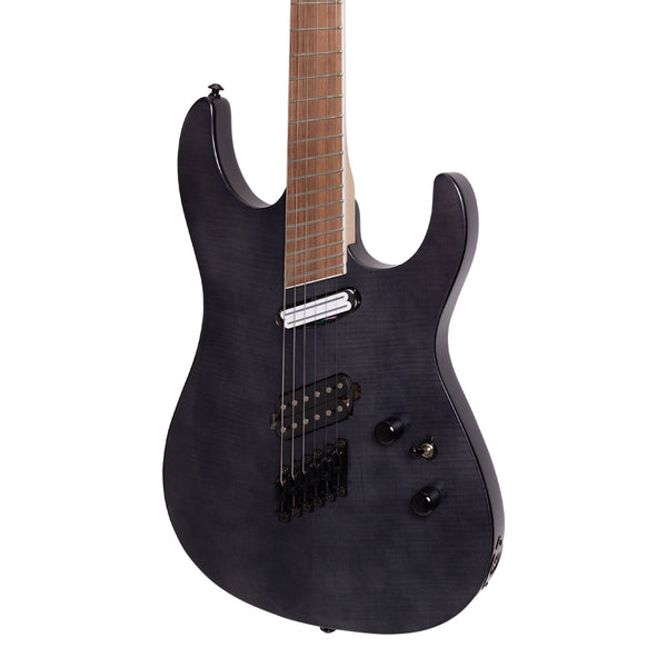 J&D Luthiers FF60 Contemporary Multi-Scale Electric Guitar (Transparent Black)