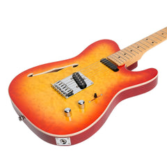 J&D Luthiers Flame Maple Thinline TE-Style Electric Guitar (Cherry Sunburst)-JD-TL3F-CSB