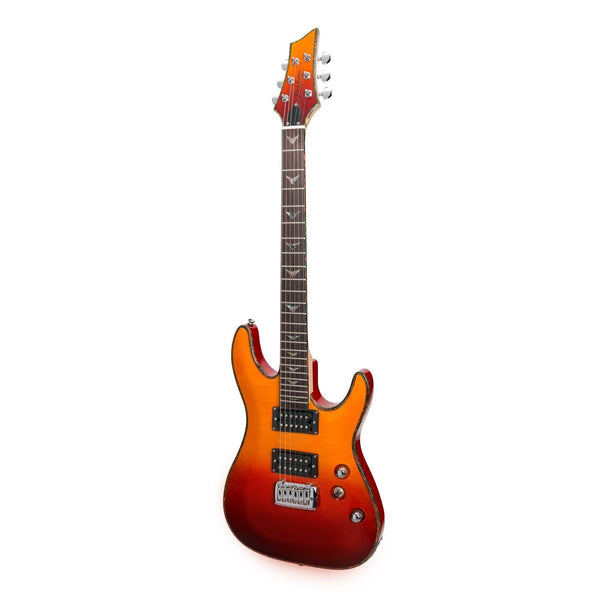 J&D Luthiers Flame Maple Top Contemporary Electric Guitar (Red/Yellow Graduation)-JD-M18F-YG/TRD