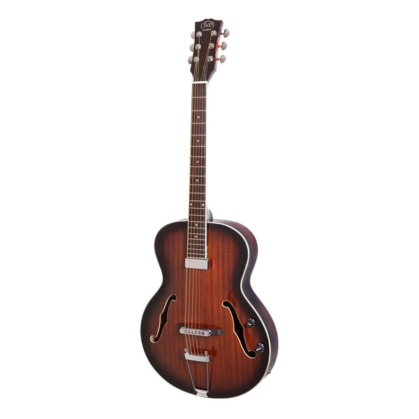 J&D Luthiers Hollow Body Archtop Electric Guitar (Vintage Sunburst)-JD-AG20E-VSB-SPEC