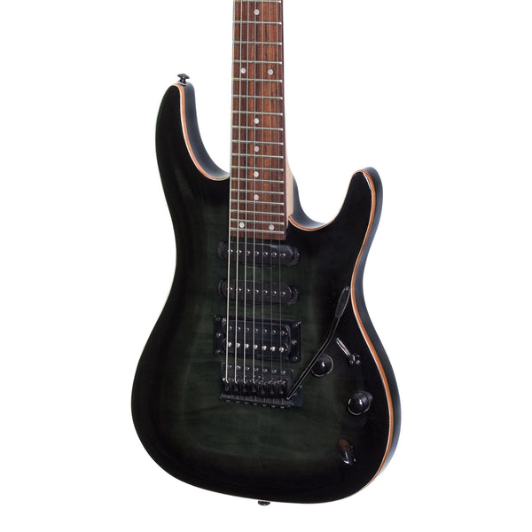 J&D Luthiers IE9 7-String Contemporary Electric Guitar (Transparent Black)-JD-IE97-TBK