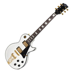 J&D Luthiers LP-Custom Style Electric Guitar (White/Trapeze Tailpiece)