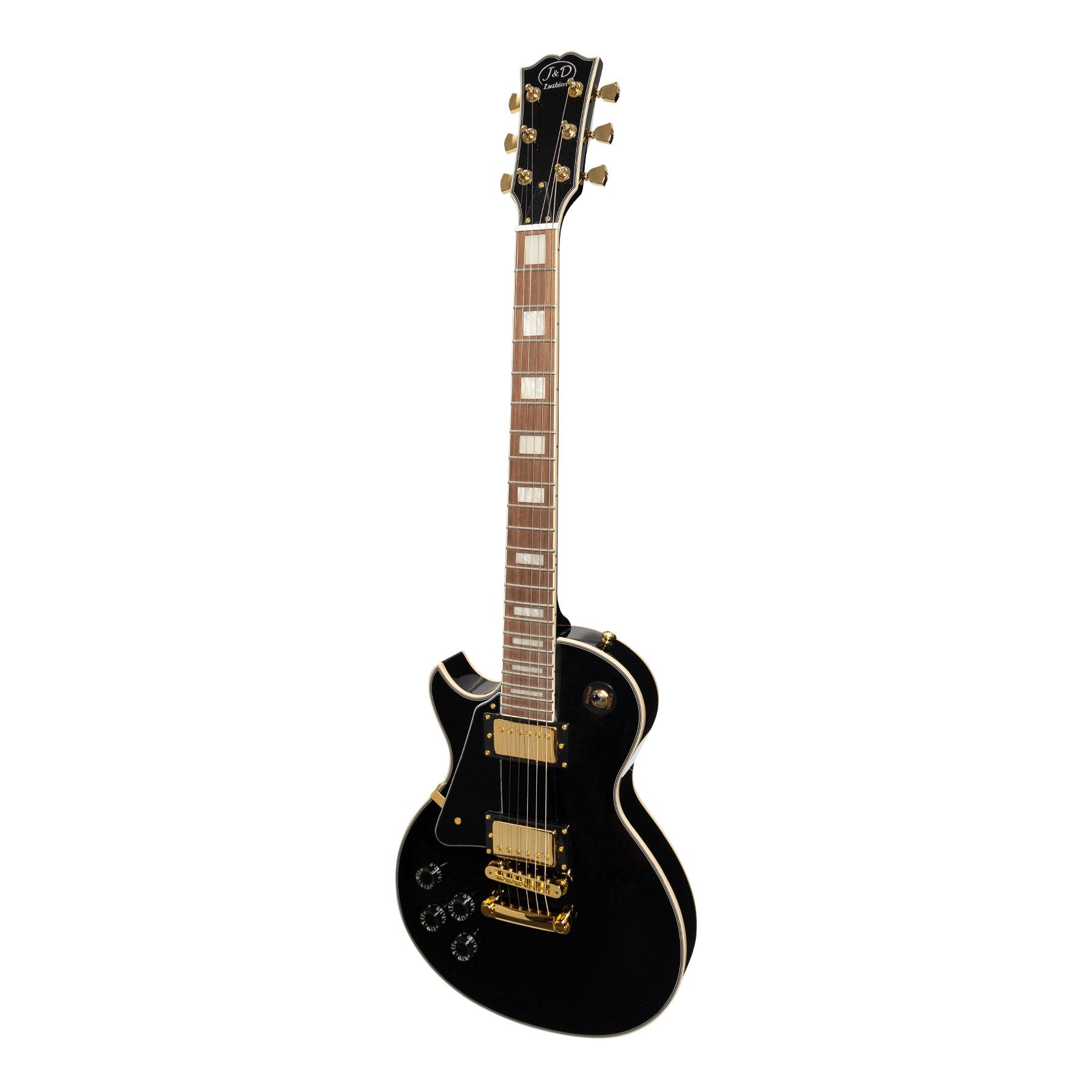 J&D Luthiers Left Handed LP-Custom Style Electric Guitar (Black)-JD-DLCL-BLK