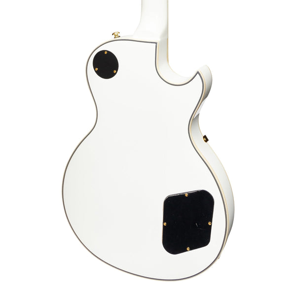 J&D Luthiers Left Handed LP-Custom Style Electric Guitar (White)