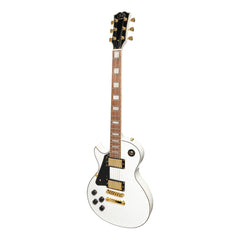 J&D Luthiers Left Handed LP-Custom Style Electric Guitar (White)-JD-DLCL-WHT