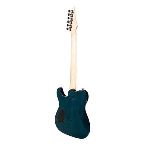 J&D Luthiers TF60 Contemporary 'TL' Style Multi-Scale Electric Guitar (Transparent Blue)-JD-TF60-TBL