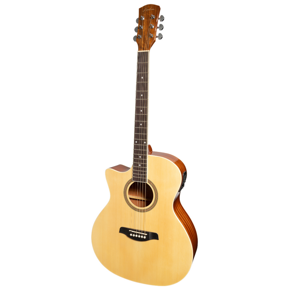 Lorden Left Handed Acoustic-Electric Small Body Cutaway Guitar (Natural Gloss)