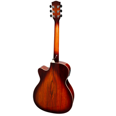 Martinez '31 Series' Daowood Small Body Acoustic-Electric Cutaway Guitar (African Brownburst)