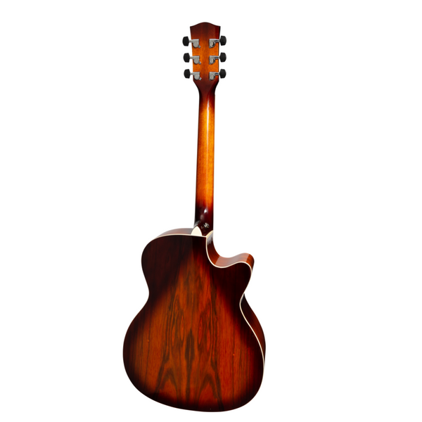 Martinez '31 Series' Daowood Small Body Left Handed Acoustic-Electric Cutaway Guitar (African Brownburst)