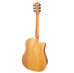 Martinez '31 Series' Spalted Maple Acoustic-Electric Dreadnought Cutaway Guitar Left Handed (Natural Gloss)