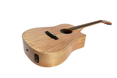 Martinez '31 Series' Spalted Maple Acoustic-Electric Dreadnought Cutaway Guitar (Natural Gloss)