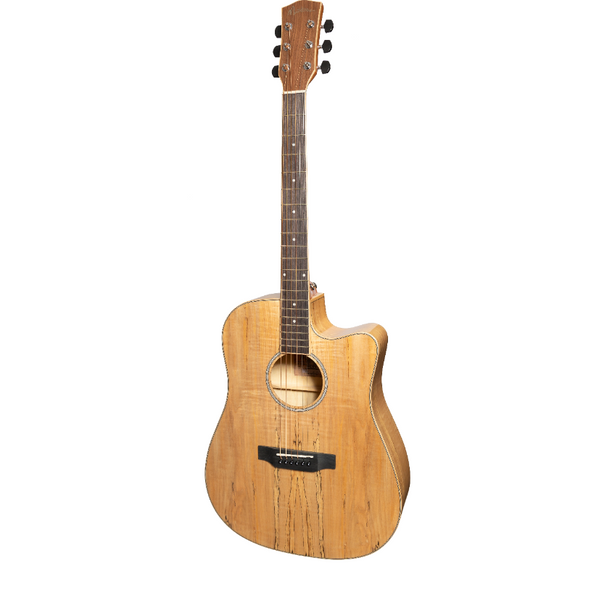 Martinez '31 Series' Spalted Maple Acoustic-Electric Dreadnought Cutaway Guitar (Natural Gloss)-MDC-31SM-NGL