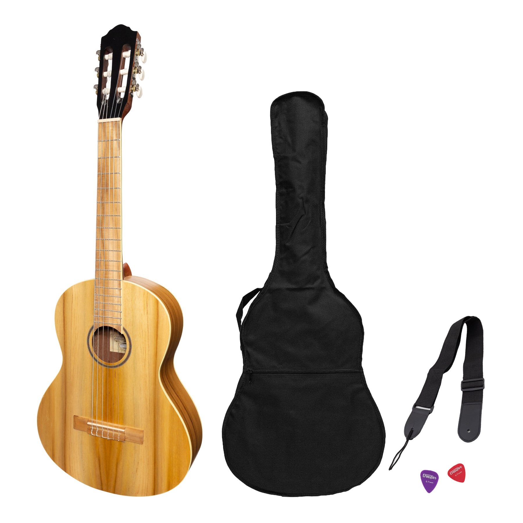 Martinez 3/4 Size Student Classical Guitar Pack with Built In Tuner (Jati-Teakwood)-MP-34T-JTK