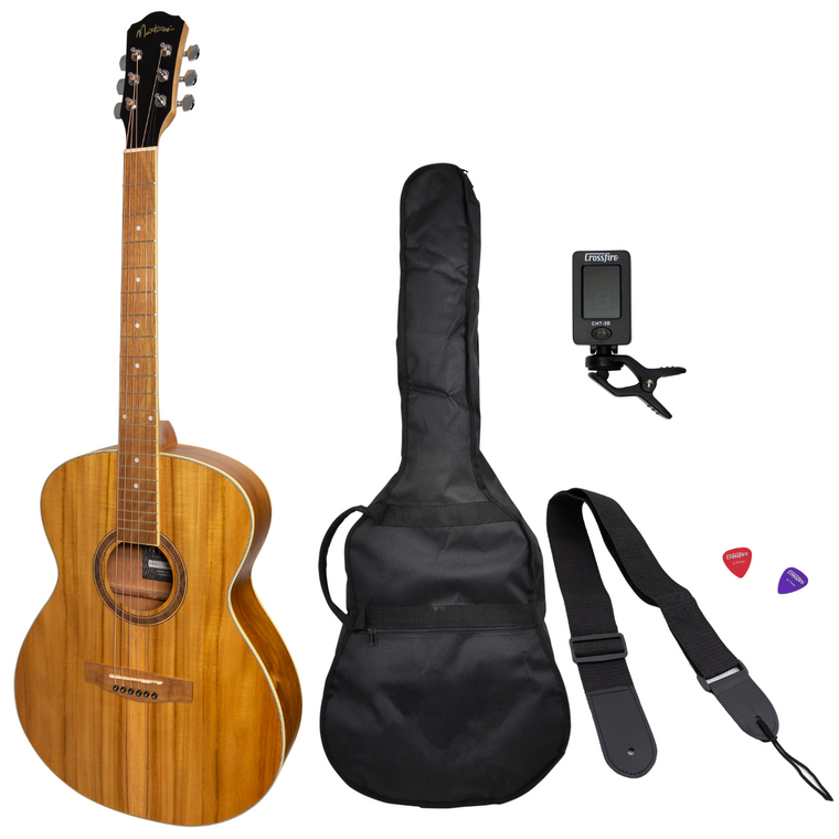 Martinez '41 Series' Folk Size Acoustic Guitar Pack (Koa)