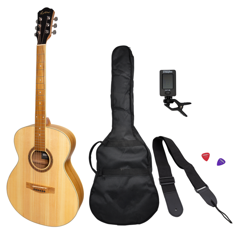 Martinez '41 Series' Folk Size Acoustic Guitar Pack (Spruce/Jati-Teakwood)