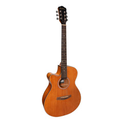 Martinez '41 Series' Left Handed Folk Size Cutaway Acoustic-Electric Guitar (Mahogany)-MFC-41L-MAH