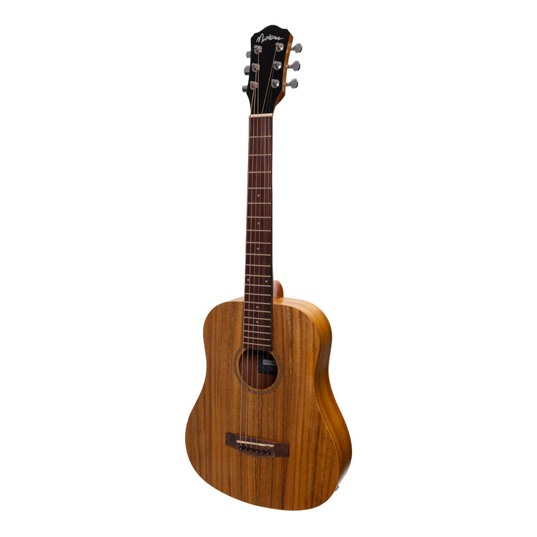 Martinez Acoustic-Electric Babe Traveller Guitar with Built-In Tuner (Koa)