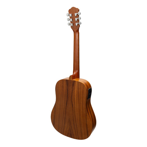 Martinez Acoustic-Electric Middy Traveller Guitar with Built-In Tuner (Koa)-MZPT-MT2-KOA