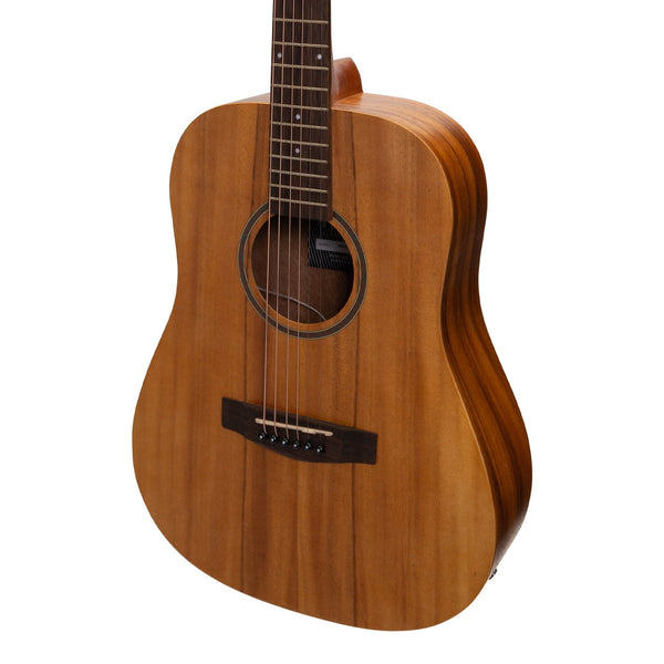 Martinez Acoustic-Electric Middy Traveller Guitar with Built-In Tuner (Koa)