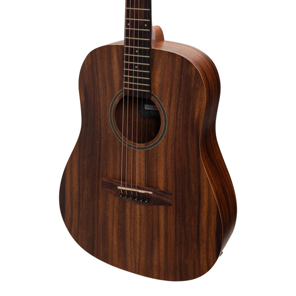 Martinez Acoustic-Electric Middy Traveller Guitar with Built-In Tuner (Rosewood)