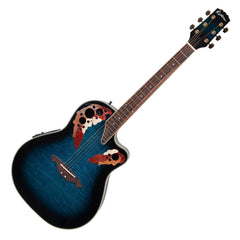 Martinez 'Flame Finish' Acoustic-Electric Roundback Cutaway Guitar (Blueburst)