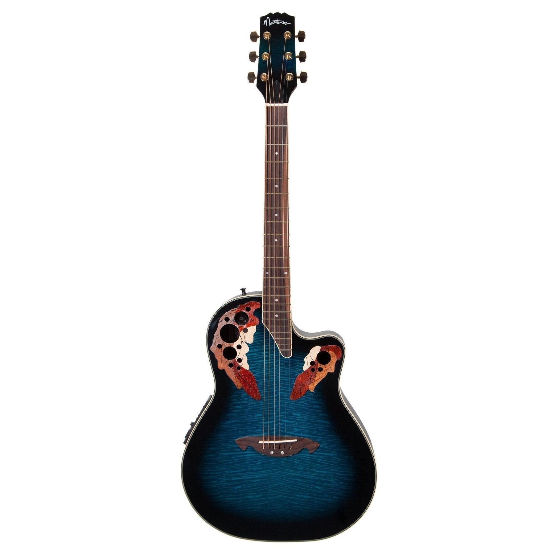 Martinez 'Flame Finish' Acoustic-Electric Roundback Cutaway Guitar (Blueburst)-MRC-63-BLS