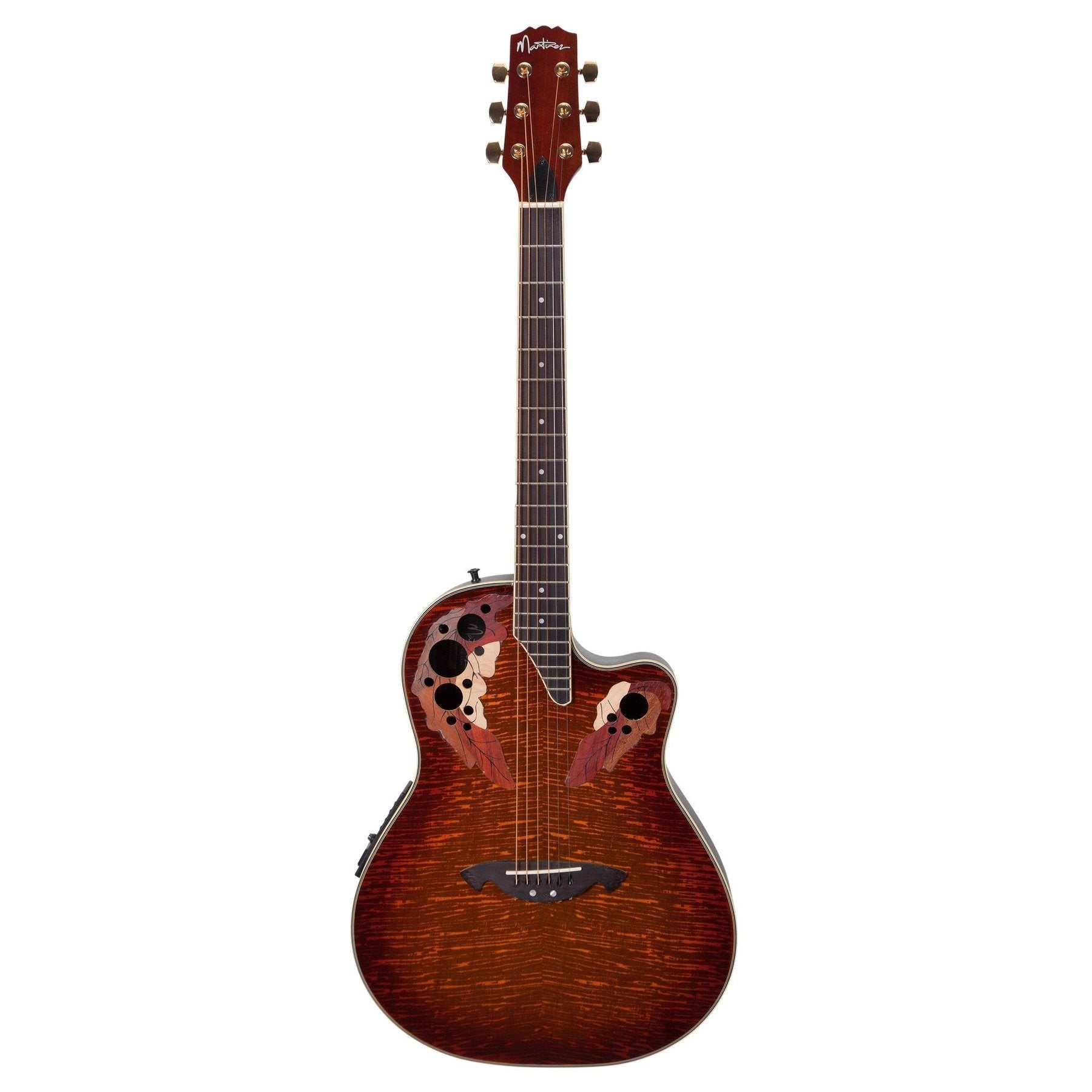 Martinez 'Flame Finish' Acoustic-Electric Roundback Cutaway Guitar (Honeyburst)-MRC-63-HYB