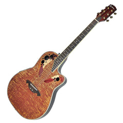 Martinez 'Flame Finish' Acoustic-Electric Roundback Cutaway Guitar (Natural Gloss)