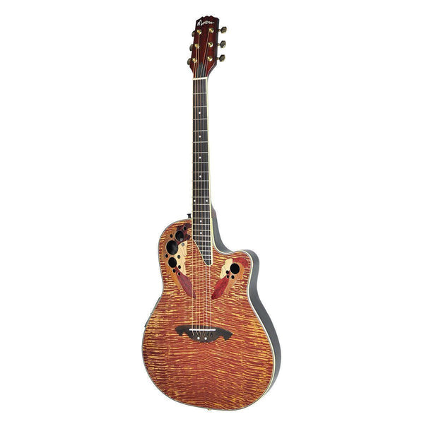 Martinez 'Flame Finish' Acoustic-Electric Roundback Cutaway Guitar (Natural Gloss)-MRC-63-NGL