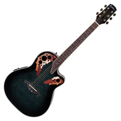 Martinez 'Flame Finish' Acoustic-Electric Roundback Cutaway Guitar (Transparent Black)-MRC-63-TBK