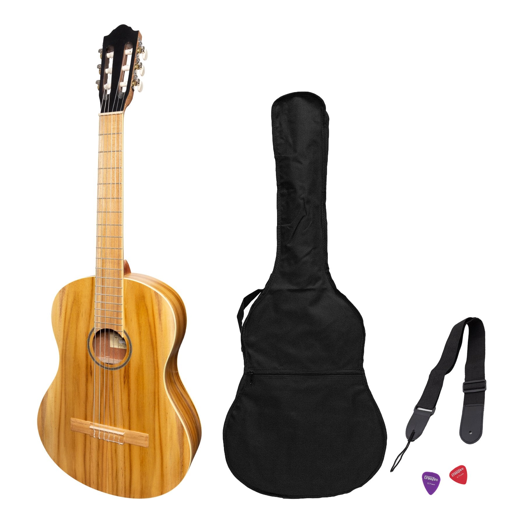 Martinez Full Size Student Classical Guitar Pack with Built In Tuner (Jati-Teakwood)-MP-44T-JTK
