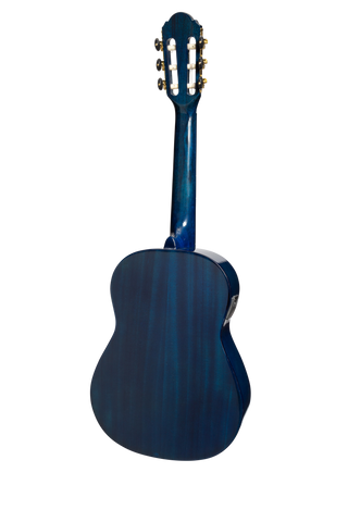 Martinez G-Series 1/2 Size Student Classical Guitar with Built In Tuner (Blue-Gloss)-MC-12GT-BLS