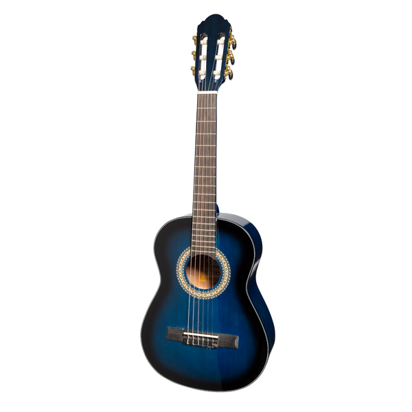 Martinez G-Series 1/2 Size Student Classical Guitar with Built In Tuner (Blue-Gloss)-MC-12GT-BLS