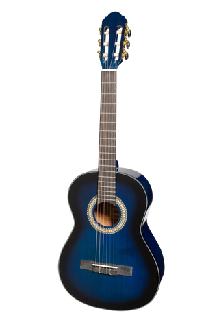 Martinez G-Series 3/4 Size Student Classical Guitar Pack with Built In Tuner (Blue-Gloss)