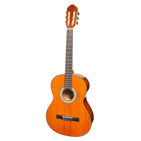 Martinez G-Series Full Size Electric Classical Guitar with Tuner (Amber-Gloss)-MC-44GT-AMB
