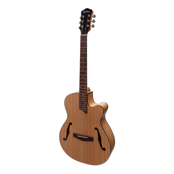 Martinez Jazz Hybrid Acoustic-Electric Small Body Cutaway Guitar (Mindi-Wood)-MJH-3CP-MWD