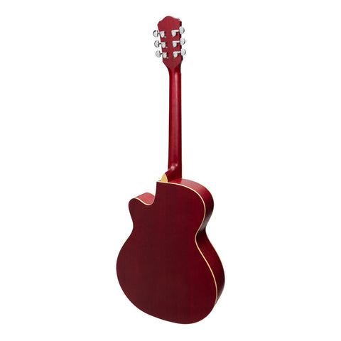 Martinez Jazz Hybrid Acoustic-Electric Small Body Cutaway Guitar (Red)