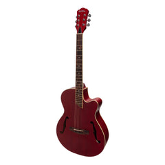 Martinez Jazz Hybrid Acoustic-Electric Small Body Cutaway Guitar (Red)-MJH-3CP-RED