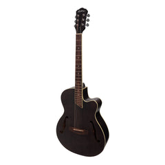 Martinez Jazz Hybrid Acoustic Small Body Cutaway Guitar (Black)-MJH-3C-BLK