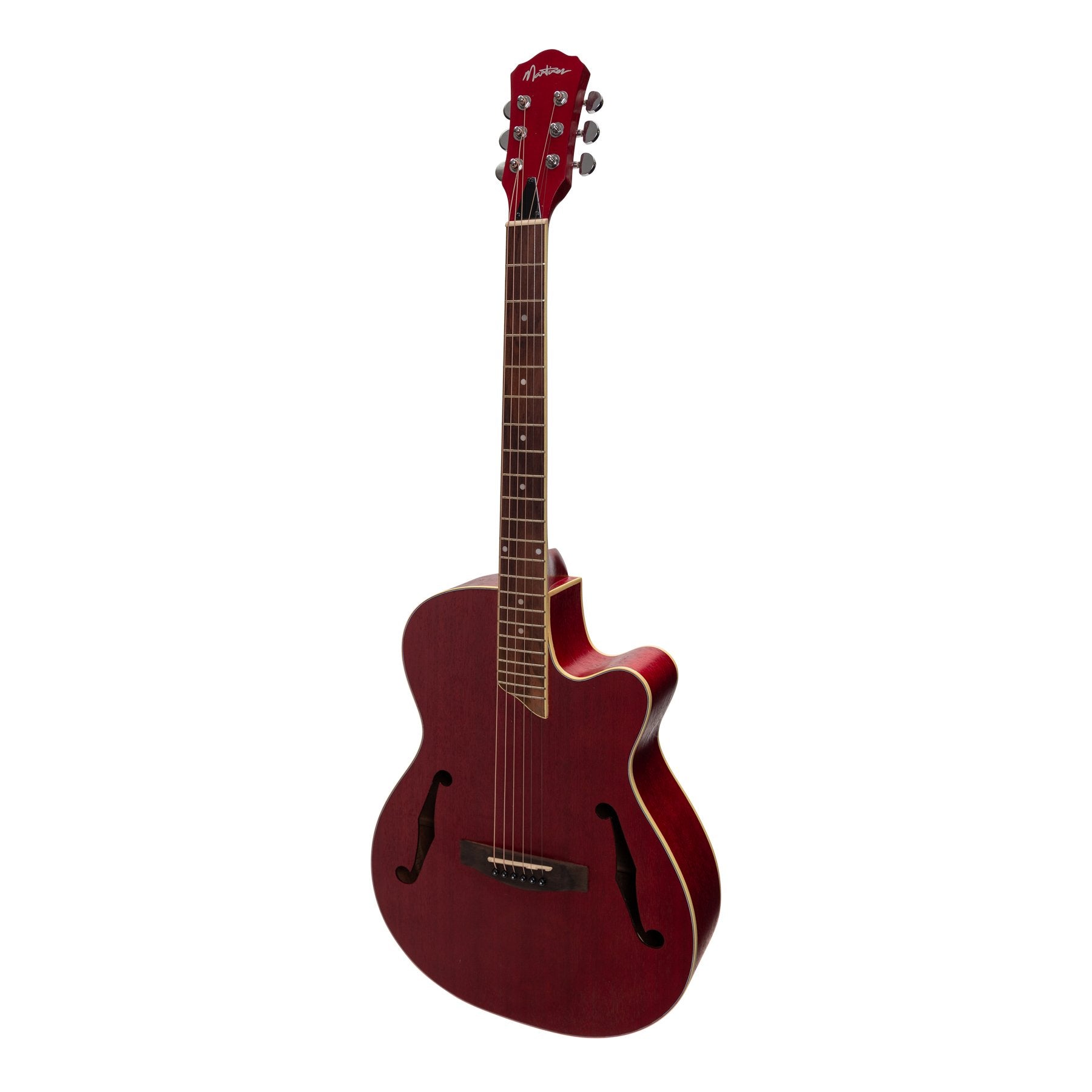 Martinez Jazz Hybrid Acoustic Small Body Cutaway Guitar (Red)-MJH-3C-RED